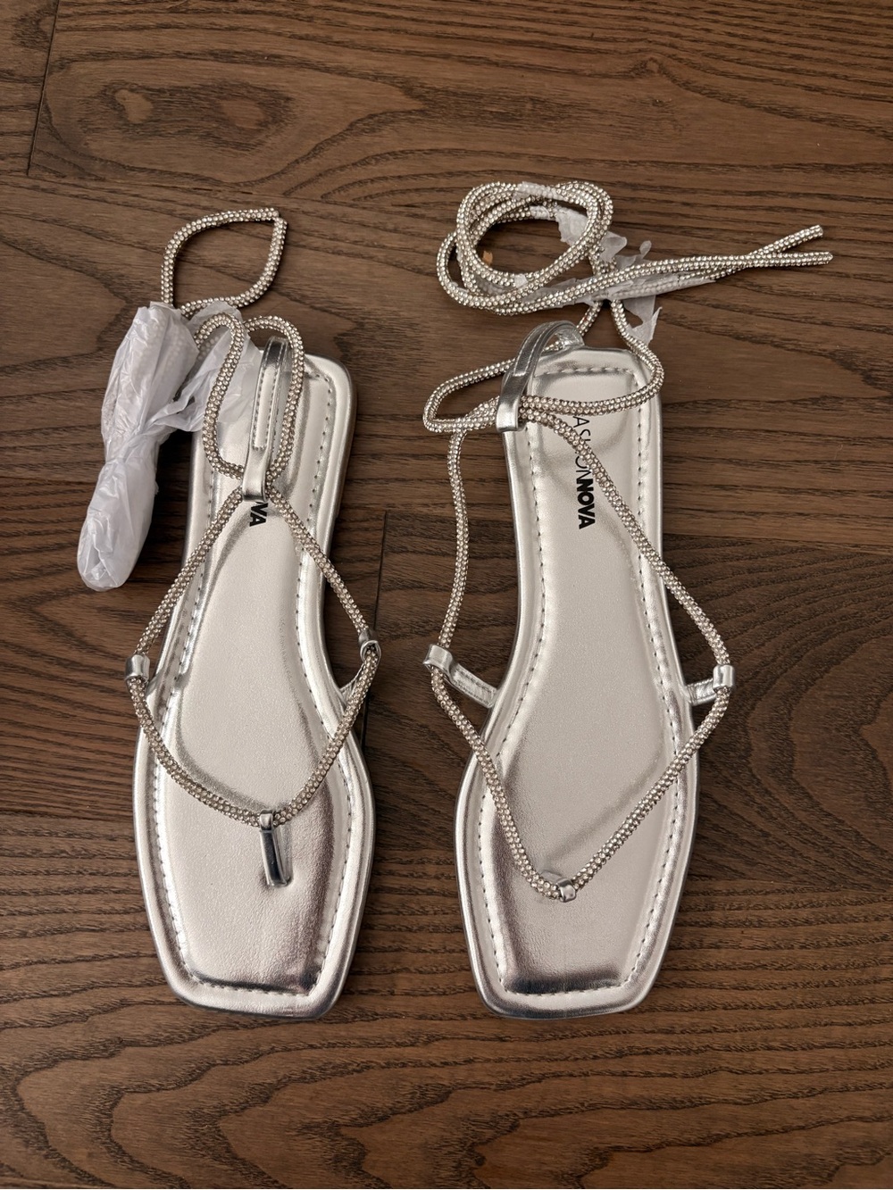 Fashion Nova Rhinestone Lace-Up Sandals